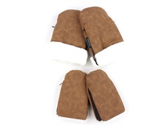 KongWalther brown faux suede Østerbro gloves set for mom and child (2-pack)